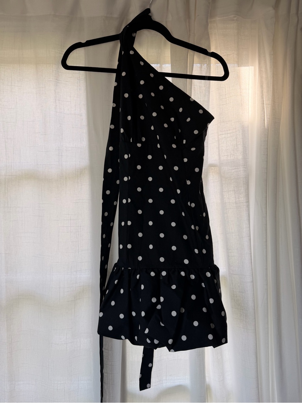 Peppermayo Belina Scarf Mini Dress - Black Polkadot NWT